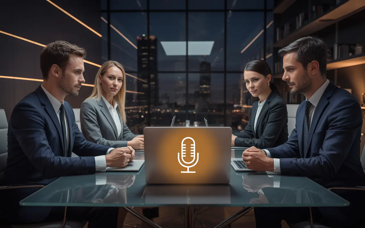MinutesIntel.ai visualizing a private executive meeting turning into structured minutes